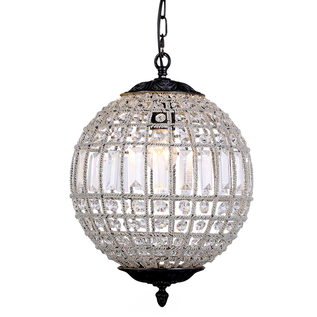 1 light Dark Bronze Pendant Clear Royal Cut Crystal - View 3 - Joshua Marshal