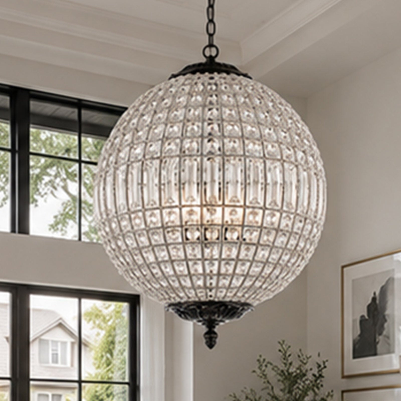 3 light Dark Bronze Pendant Clear Royal Cut Crystal Dark Bronze Finish - LIGHTING by Joshua Marshal