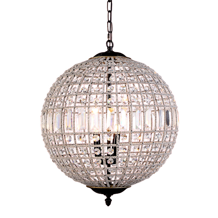 3 light Dark Bronze Pendant Clear Royal Cut Crystal - View 3 - Joshua Marshal