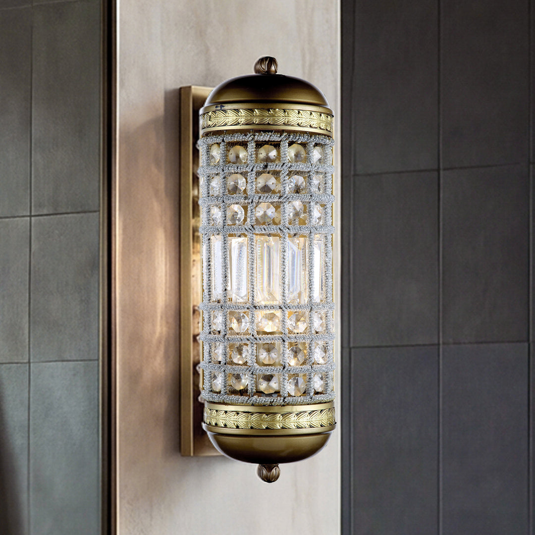 1 light French Gold Wall Sconce Clear Royal Cut Crystal French Gold Finish - LIGHTING by Joshua Marshal