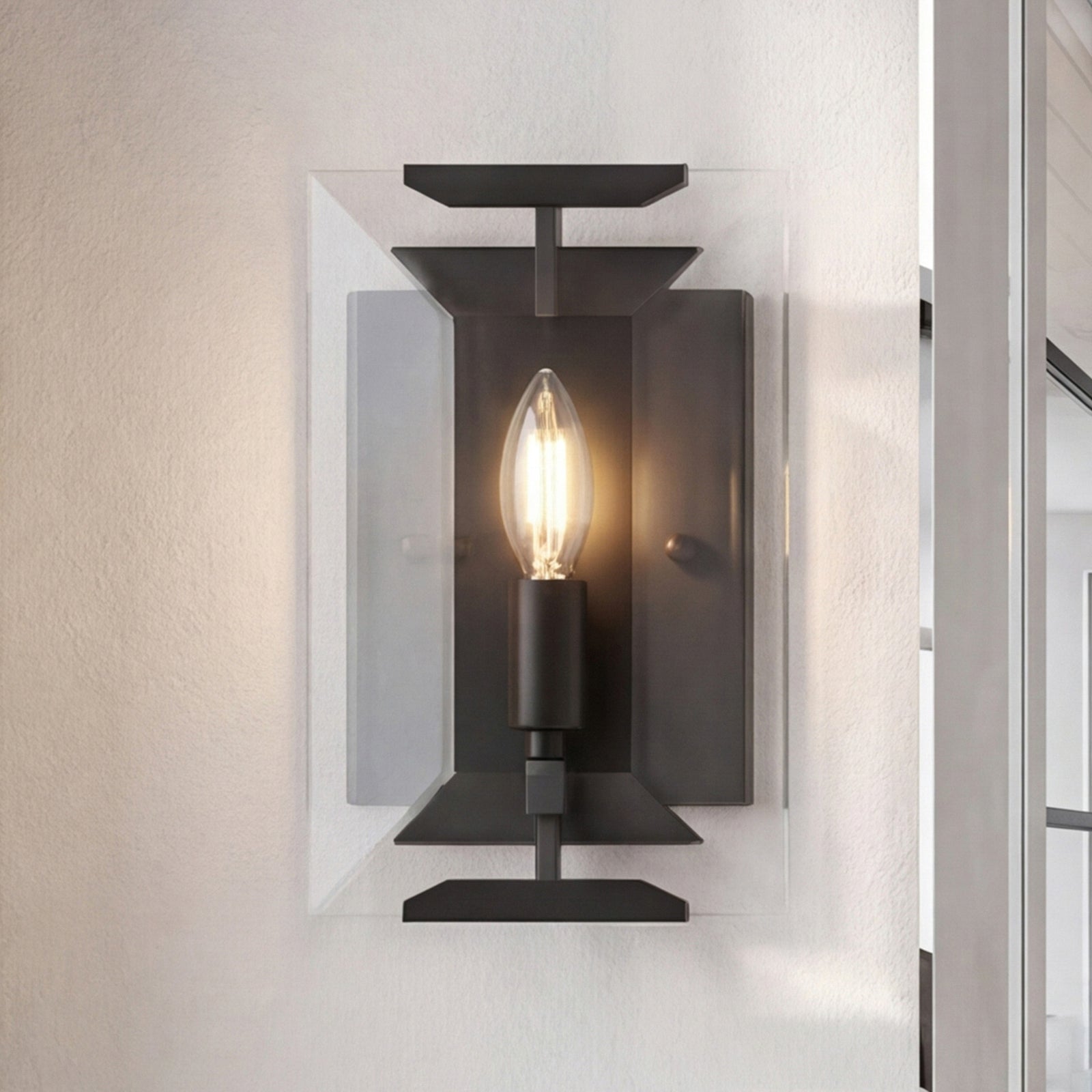 1 light Flat Black (Matte) Wall Sconce Glass Crystal Flat Black (Matte) Finish - LIGHTING by Joshua Marshal