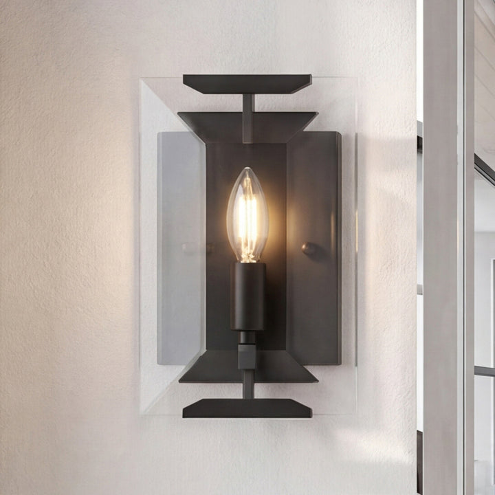 1 light Flat Black (Matte) Wall Sconce Glass Crystal Flat Black (Matte) Finish - LIGHTING by Joshua Marshal