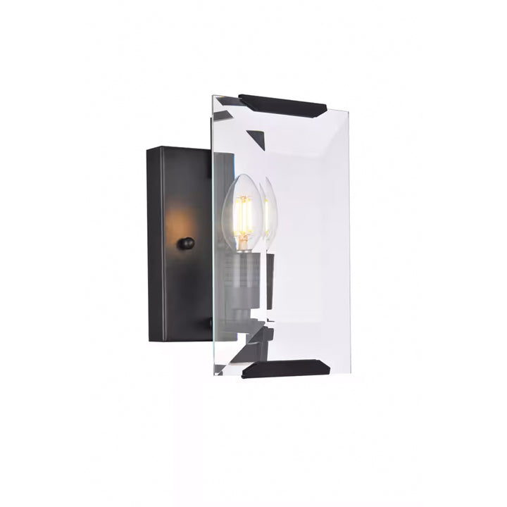 1 light Flat Black (Matte) Wall Sconce Glass Crystal - View 4 - Joshua Marshal