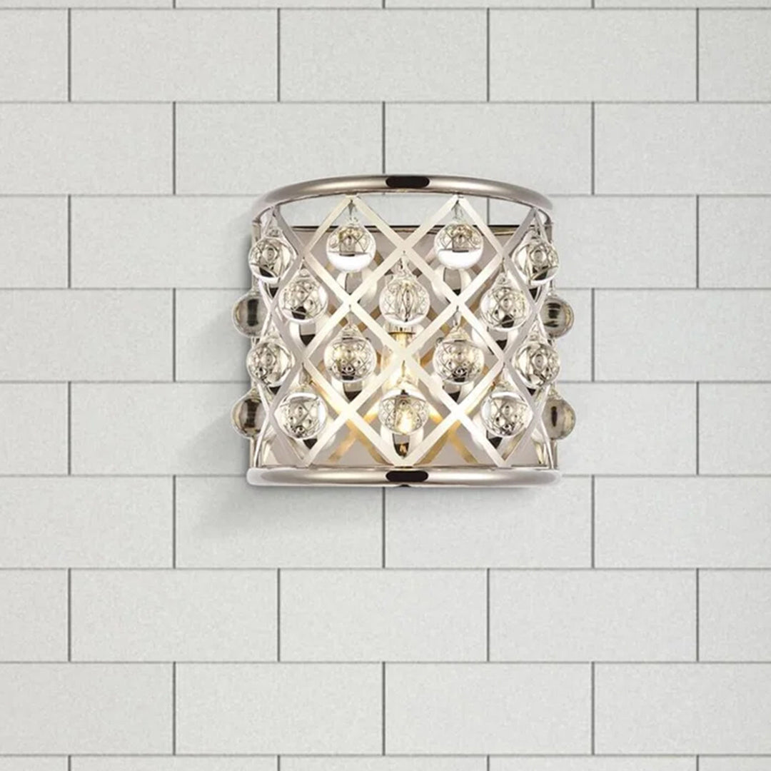 1 light polished Nickel Wall Sconce Clear Royal Cut Crystal Polished Nickel Finish - LIGHTING by Joshua Marshal