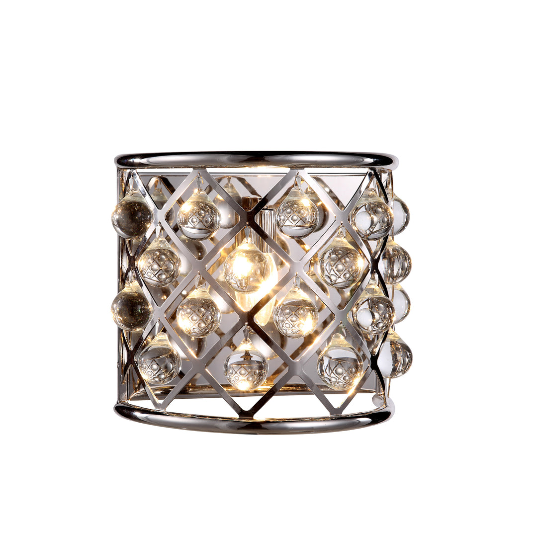 1 light polished Nickel Wall Sconce Clear Royal Cut Crystal - View 3 - Joshua Marshal