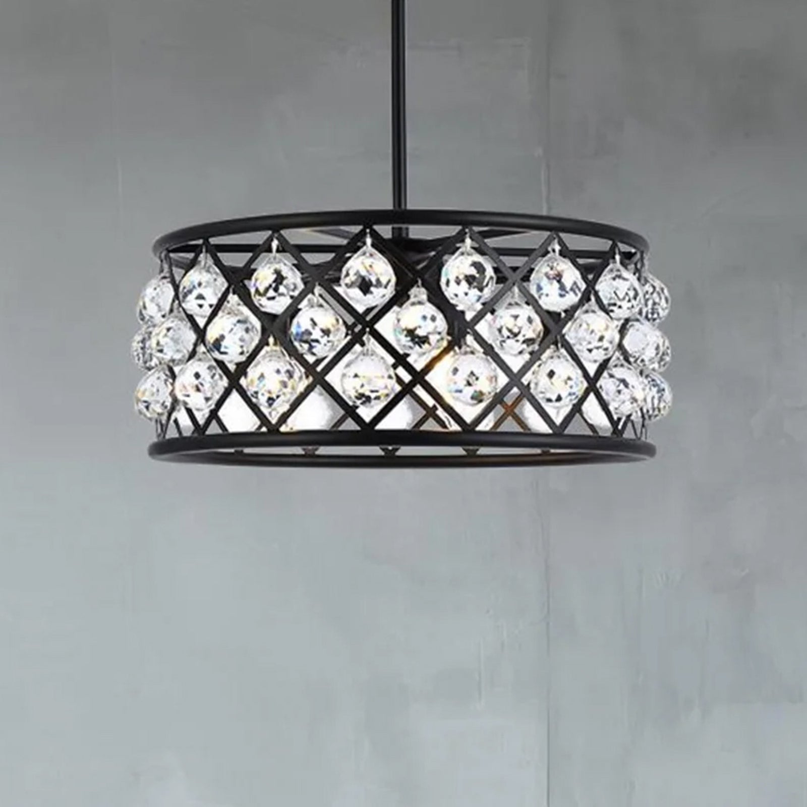 5 light Matte Black Chandelier Clear Royal Cut Crystal Mocha Brown Finish - LIGHTING by Joshua Marshal