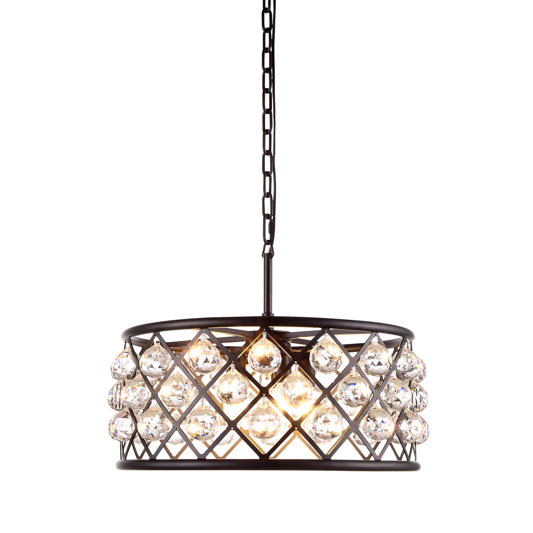 5 light Matte Black Chandelier Clear Royal Cut Crystal - View 3 - Joshua Marshal