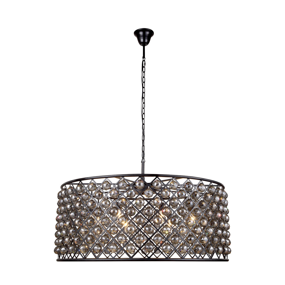 10 light Matte Black Chandelier Silver Shade (Grey) Royal Cut Crystal - View 3 - Joshua Marshal