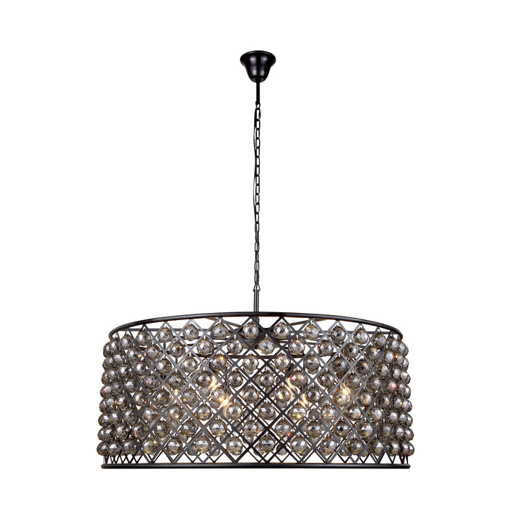 10 light Matte Black Chandelier Silver Shade (Grey) Royal Cut Crystal - View 3 - Joshua Marshal