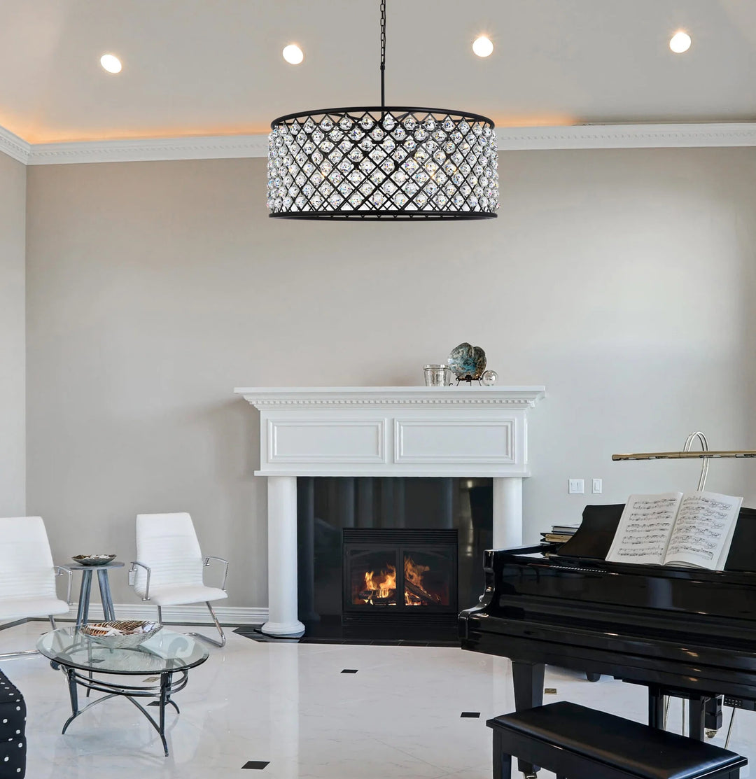 10 light Matte Black Chandelier Clear Royal Cut Crystal - View 2 - Joshua Marshal