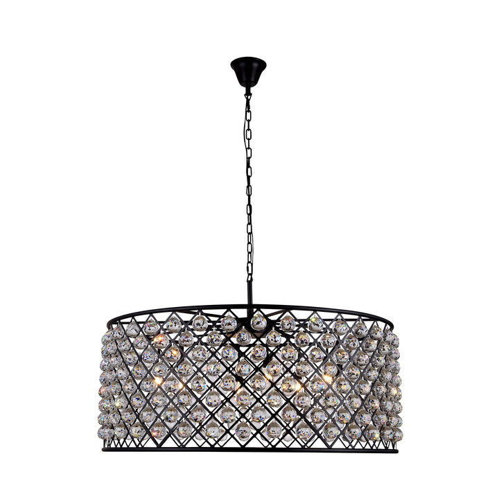 10 light Matte Black Chandelier Clear Royal Cut Crystal - View 3 - Joshua Marshal