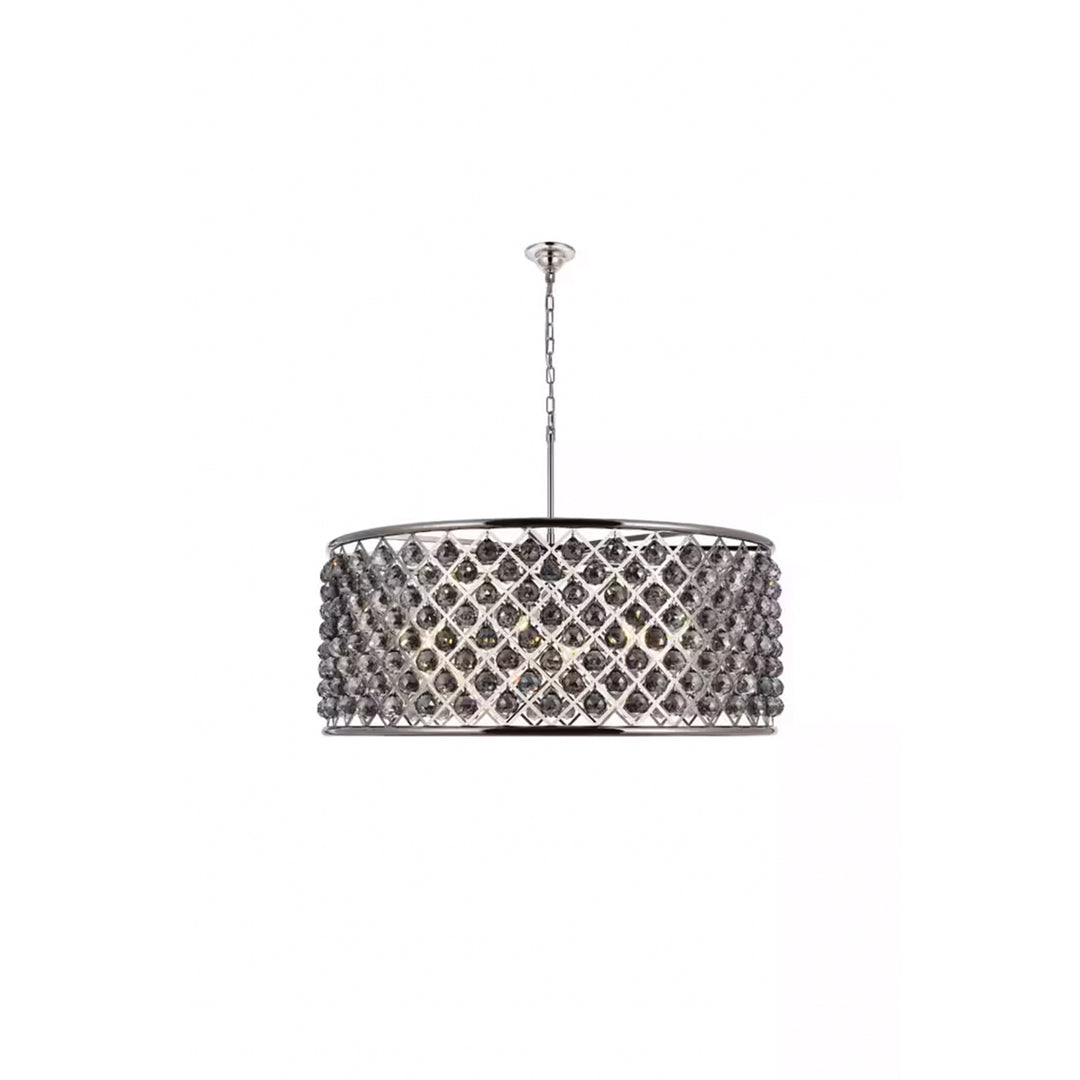 10 light polished Nickel Chandelier Silver Shade (Grey) Royal Cut Crystal - View 3 - Joshua Marshal