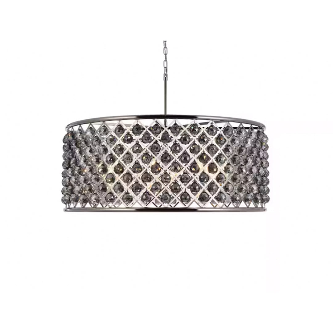 10 light polished Nickel Chandelier Silver Shade (Grey) Royal Cut Crystal - View 4 - Joshua Marshal