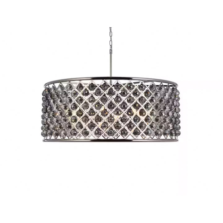 10 light polished Nickel Chandelier Silver Shade (Grey) Royal Cut Crystal - View 4 - Joshua Marshal