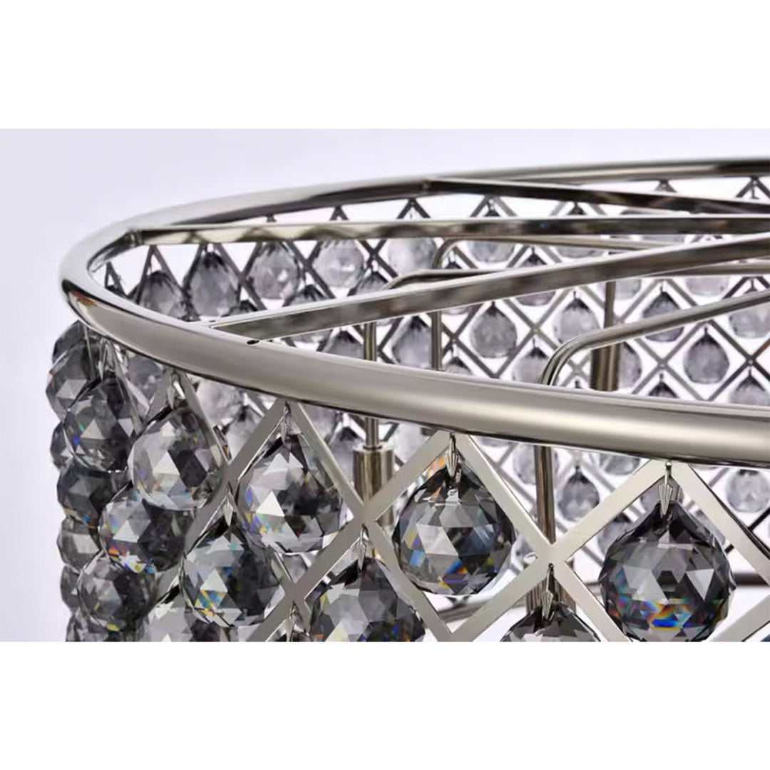 10 light polished Nickel Chandelier Silver Shade (Grey) Royal Cut Crystal - View 6 - Joshua Marshal