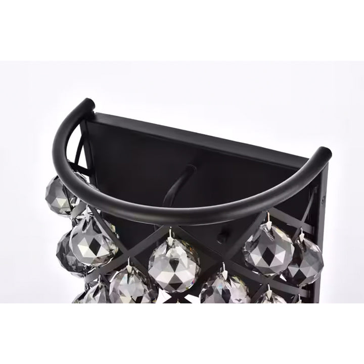 1 light Matte Black Wall Sconce Silver Shade (Grey) Royal Cut Crystal - View 5 - Joshua Marshal