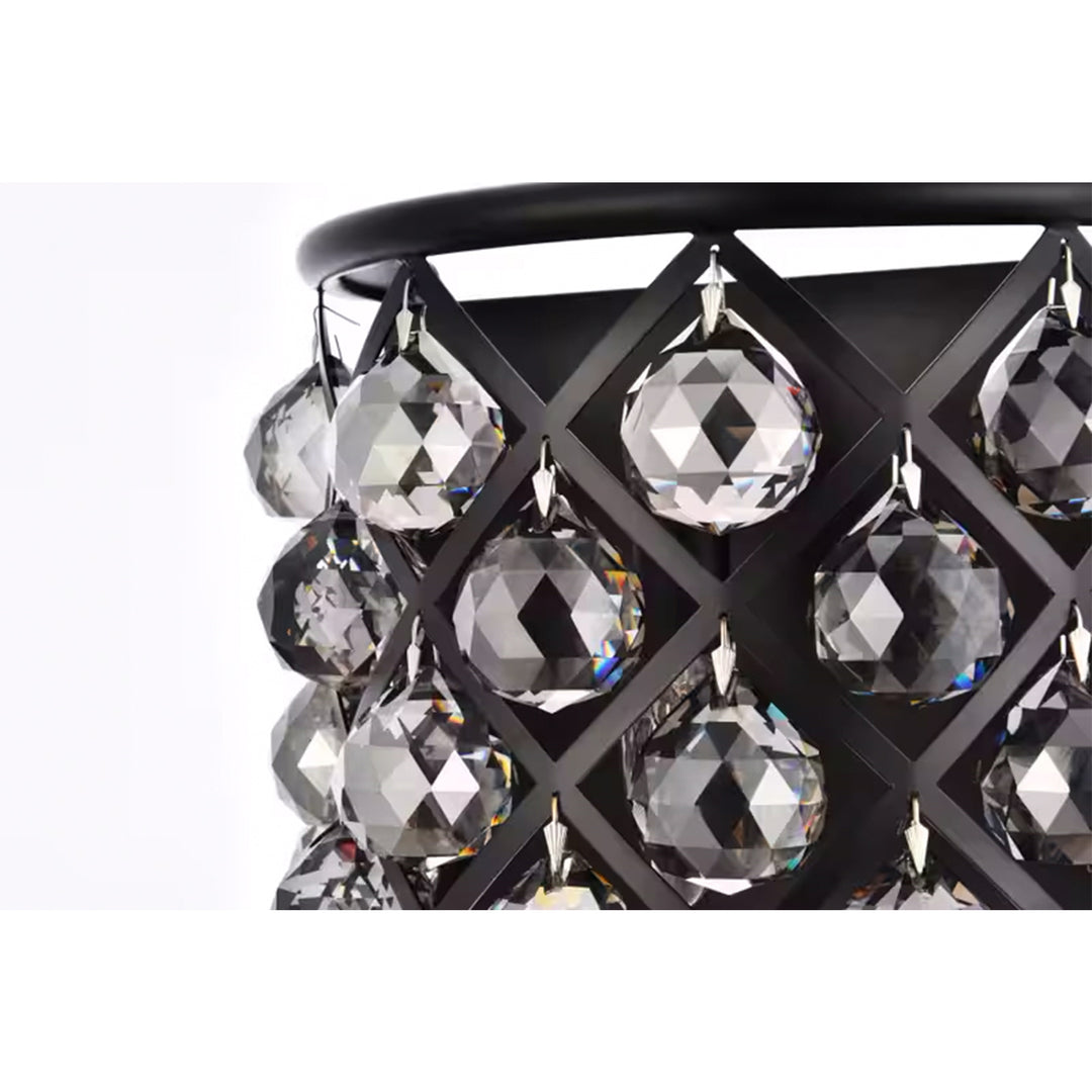 1 light Matte Black Wall Sconce Silver Shade (Grey) Royal Cut Crystal - View 6 - Joshua Marshal