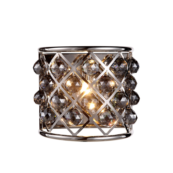 1 light polished Nickel Wall Sconce Silver Shade (Grey) Royal Cut Crystal - View 3 - Joshua Marshal