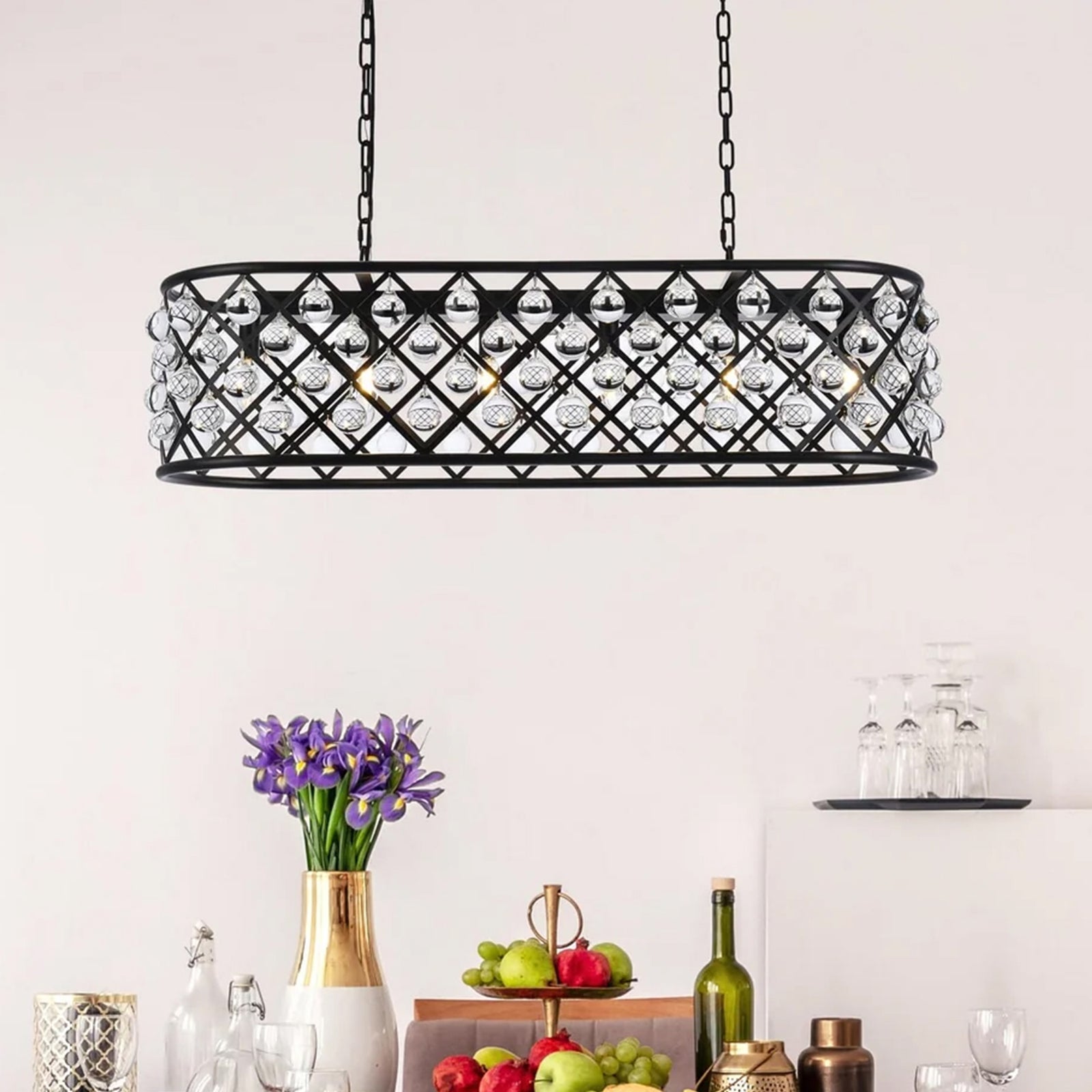 6 light Matte Black Chandelier Clear Royal Cut Crystal Mocha Brown Finish - LIGHTING by Joshua Marshal