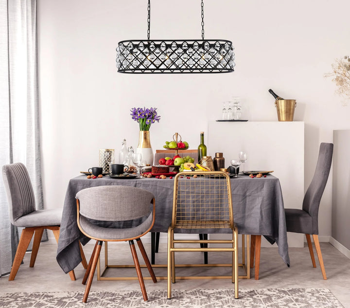 6 light Matte Black Chandelier Clear Royal Cut Crystal - View 2 - Joshua Marshal