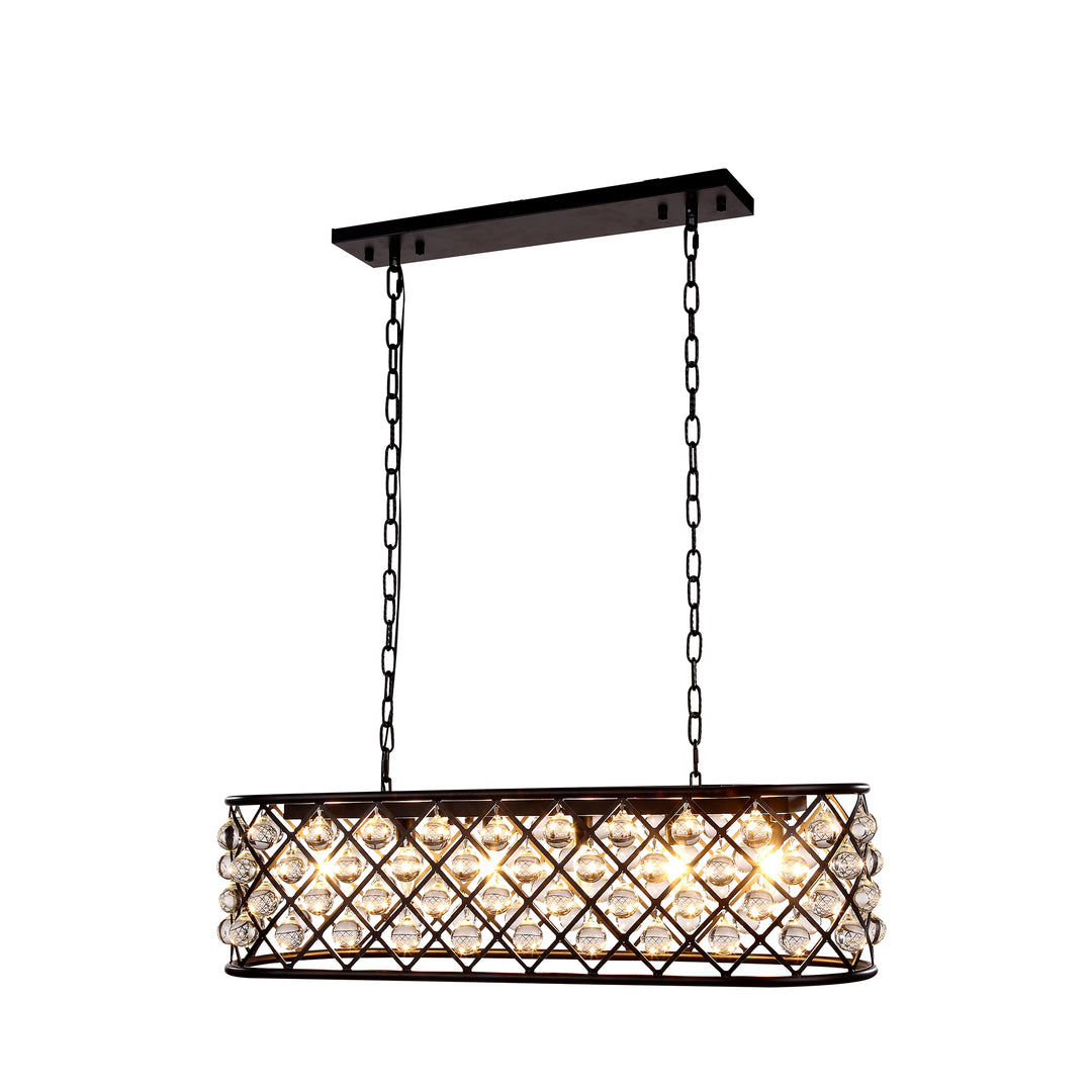 6 light Matte Black Chandelier Clear Royal Cut Crystal - View 3 - Joshua Marshal