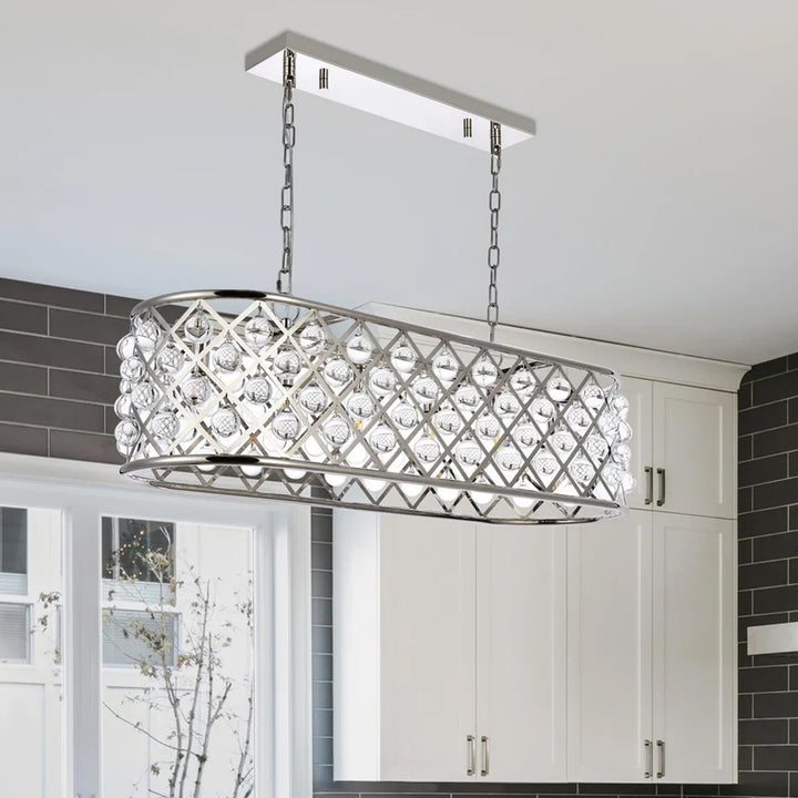 6 light polished Nickel Chandelier Clear Royal Cut Crystal Polished Nickel Finish - LIGHTING by Joshua Marshal