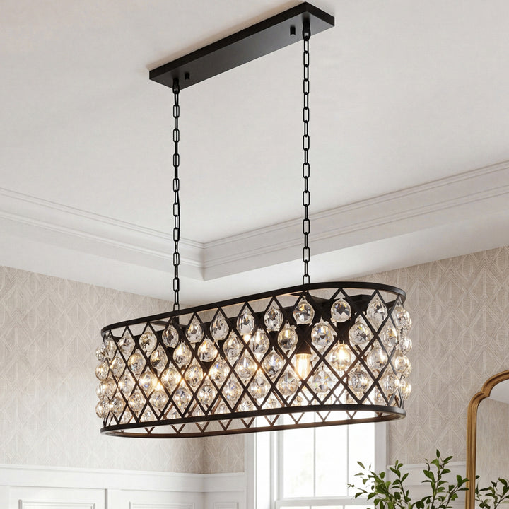 6 light Matte Black Chandelier Golden Teak (Smoky) Royal Cut Crystal Mocha Brown Finish - LIGHTING by Joshua Marshal