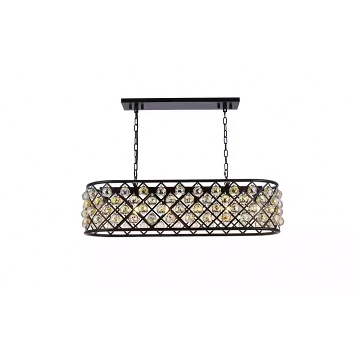 6 light Matte Black Chandelier Golden Teak (Smoky) Royal Cut Crystal - View 3 - Joshua Marshal