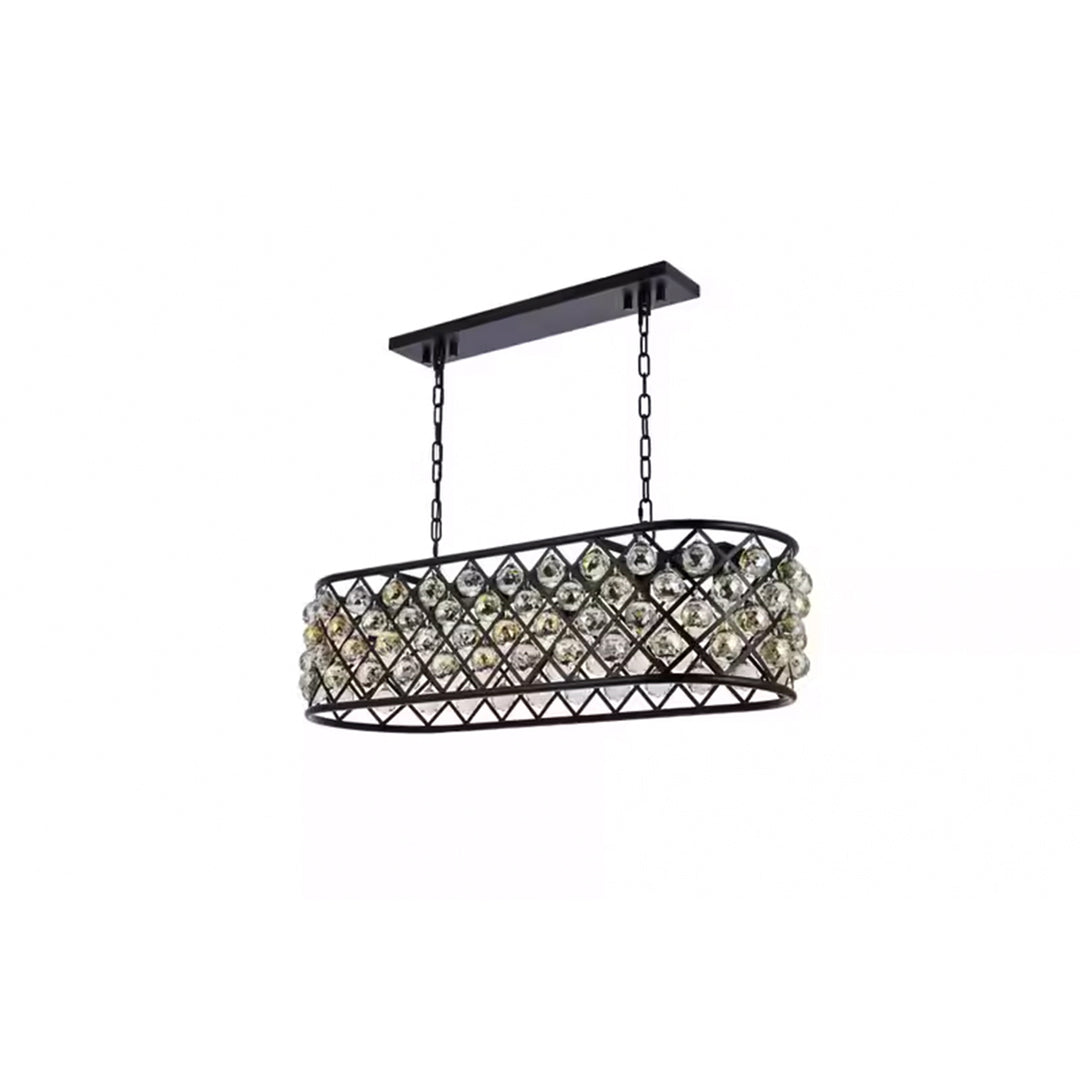 6 light Matte Black Chandelier Golden Teak (Smoky) Royal Cut Crystal - View 4 - Joshua Marshal