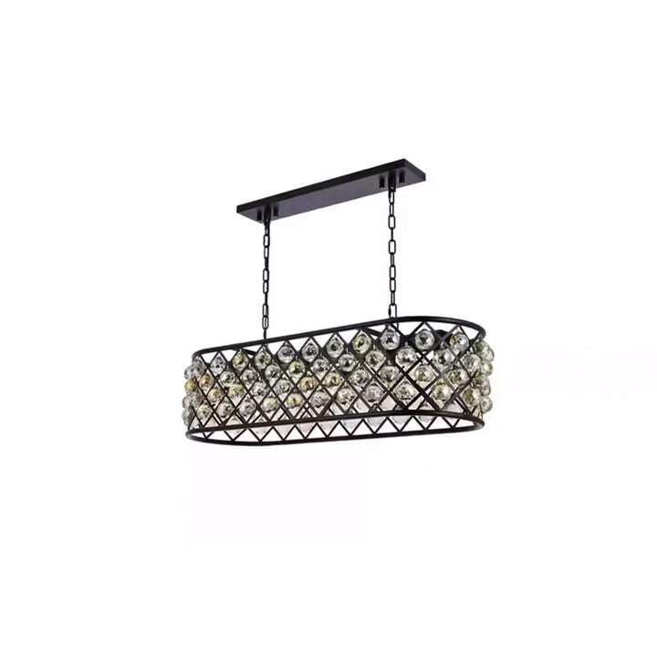 6 light Matte Black Chandelier Golden Teak (Smoky) Royal Cut Crystal - View 4 - Joshua Marshal