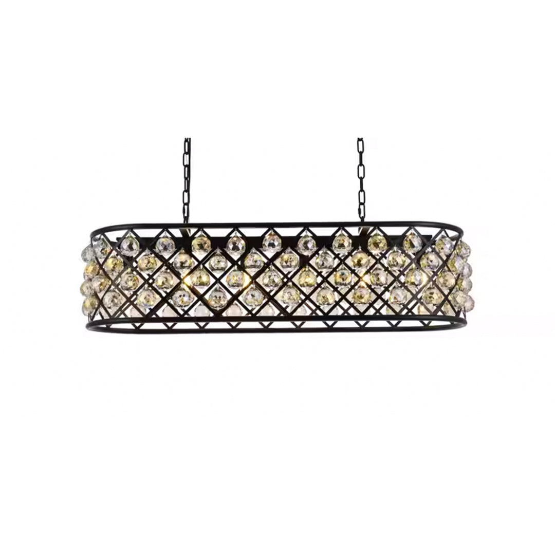 6 light Matte Black Chandelier Golden Teak (Smoky) Royal Cut Crystal - View 5 - Joshua Marshal
