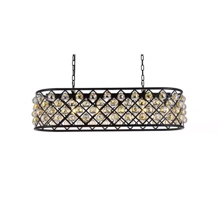 6 light Matte Black Chandelier Golden Teak (Smoky) Royal Cut Crystal - View 5 - Joshua Marshal