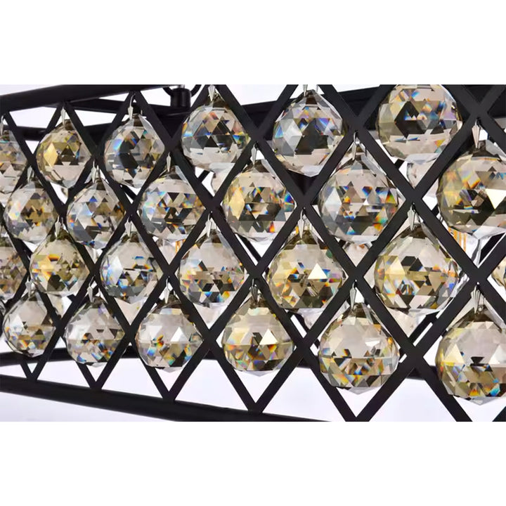 6 light Matte Black Chandelier Golden Teak (Smoky) Royal Cut Crystal - View 6 - Joshua Marshal