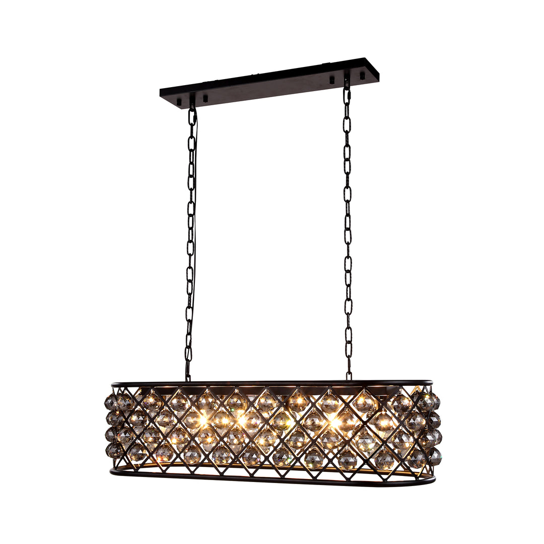 6 light Matte Black Chandelier Silver Shade (Grey) Royal Cut Crystal - View 3 - Joshua Marshal