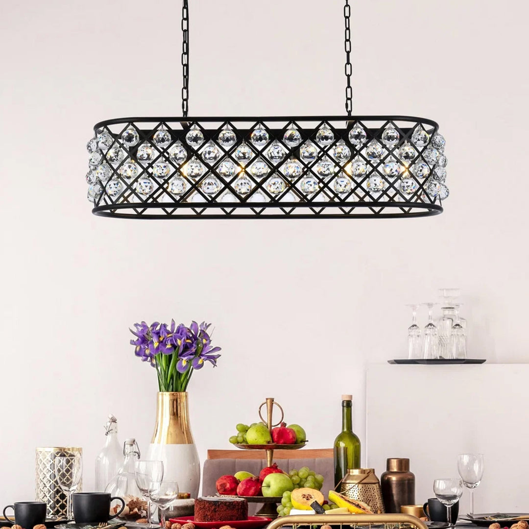 6 light Matte Black Chandelier Clear Royal Cut Crystal Mocha Brown Finish - LIGHTING by Joshua Marshal
