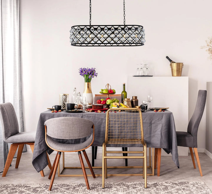 6 light Matte Black Chandelier Clear Royal Cut Crystal - View 2 - Joshua Marshal