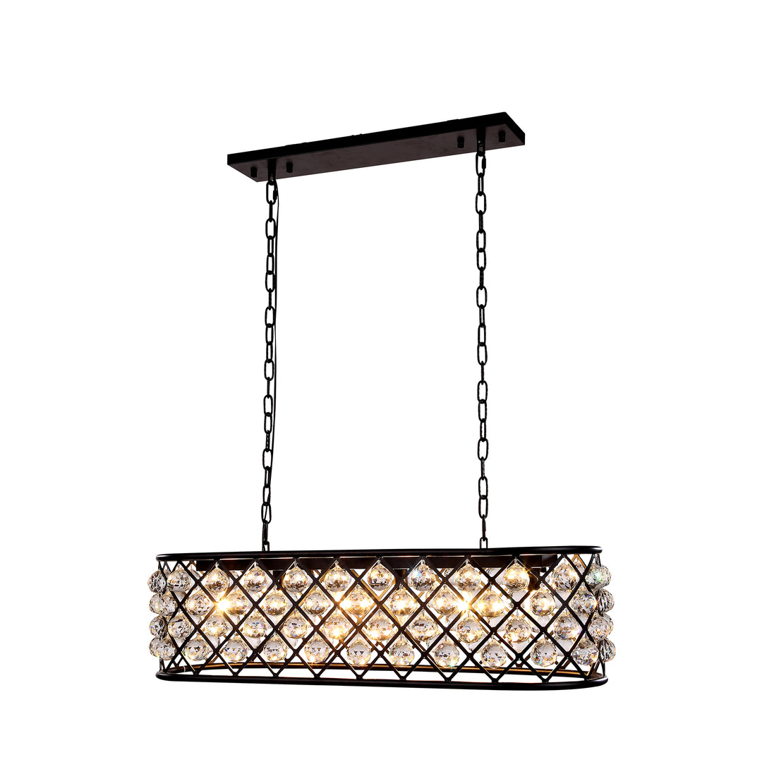 6 light Matte Black Chandelier Clear Royal Cut Crystal - View 3 - Joshua Marshal