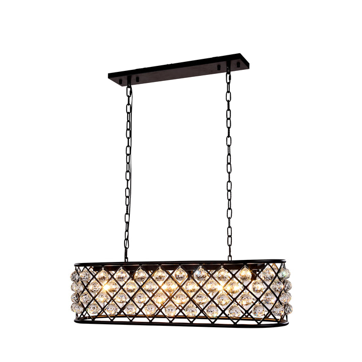6 light Matte Black Chandelier Clear Royal Cut Crystal - View 3 - Joshua Marshal