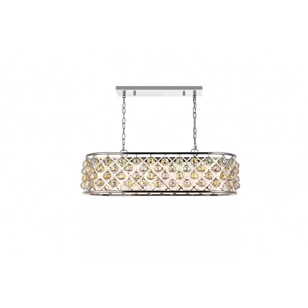 6 light polished Nickel Chandelier Golden Teak (Smoky) Royal Cut Crystal - View 3 - Joshua Marshal