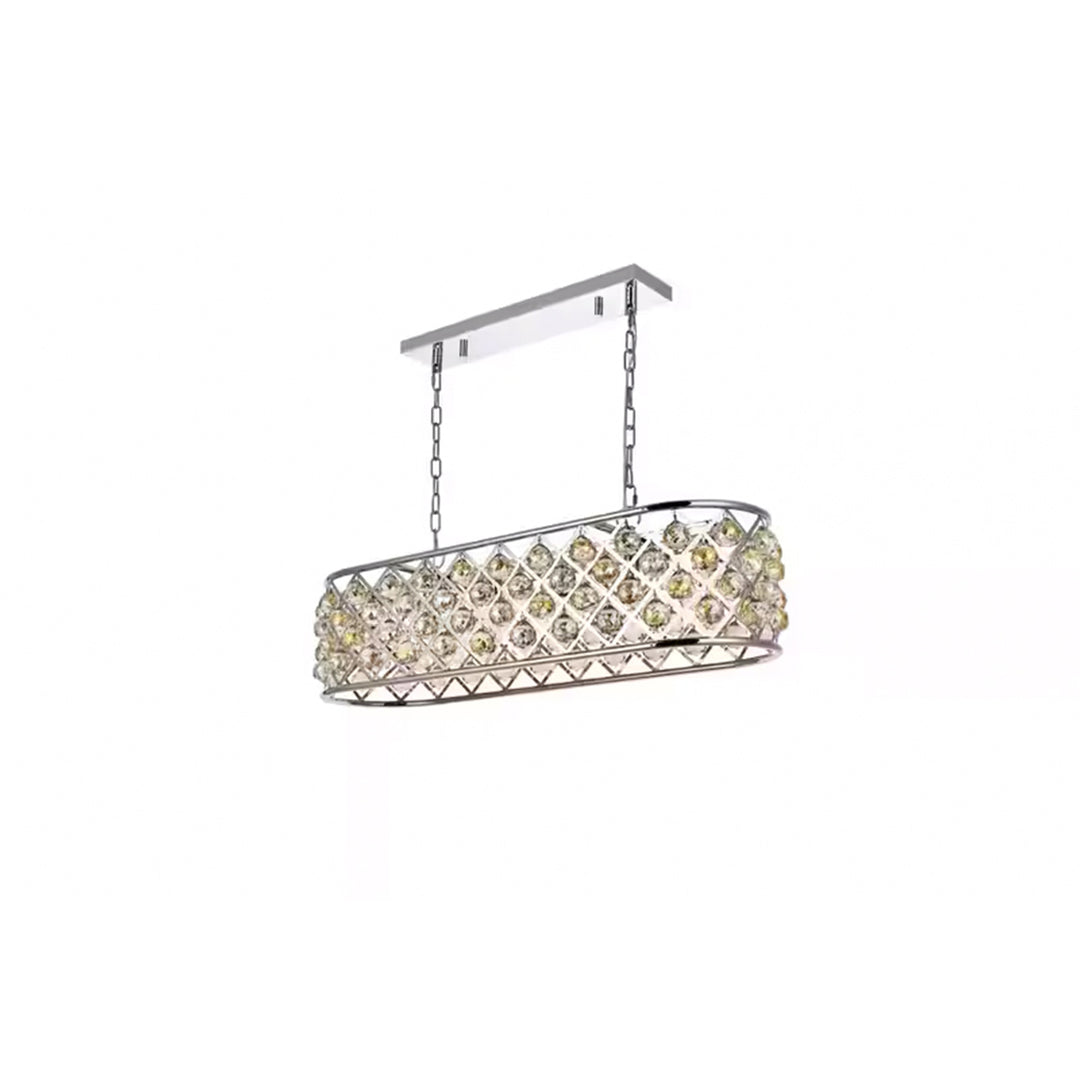 6 light polished Nickel Chandelier Golden Teak (Smoky) Royal Cut Crystal - View 4 - Joshua Marshal