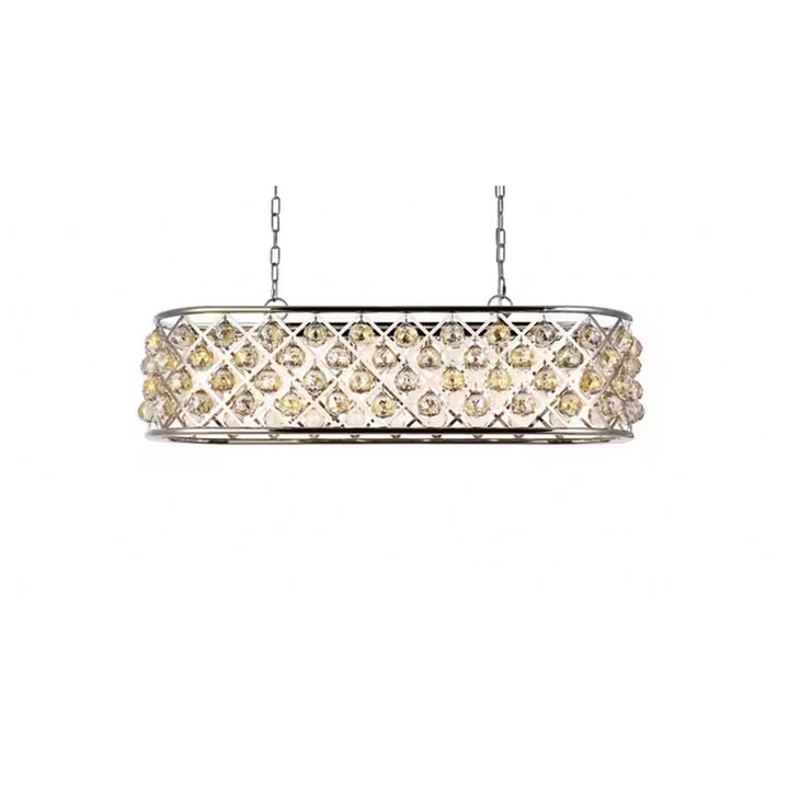 6 light polished Nickel Chandelier Golden Teak (Smoky) Royal Cut Crystal - View 5 - Joshua Marshal