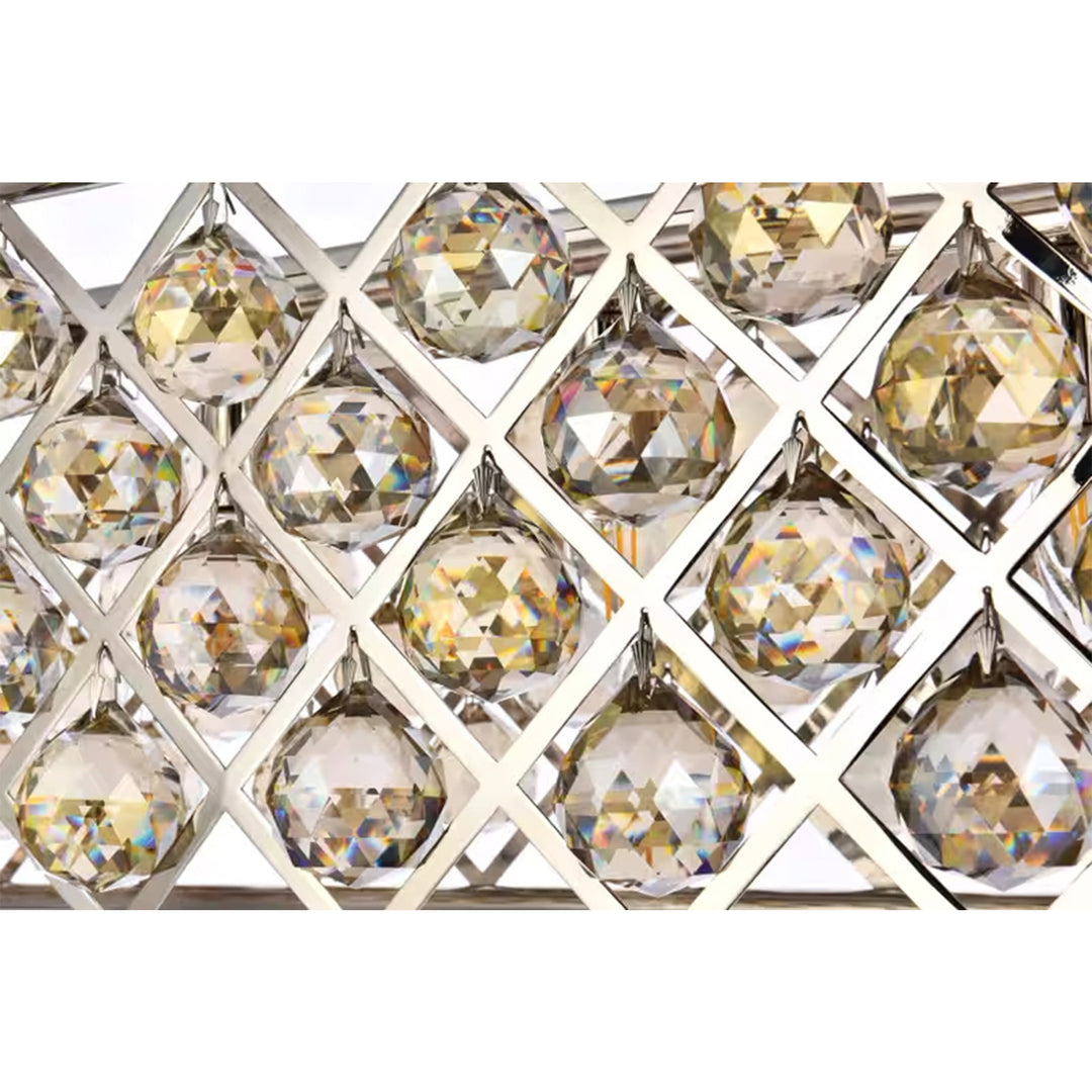 6 light polished Nickel Chandelier Golden Teak (Smoky) Royal Cut Crystal - View 6 - Joshua Marshal