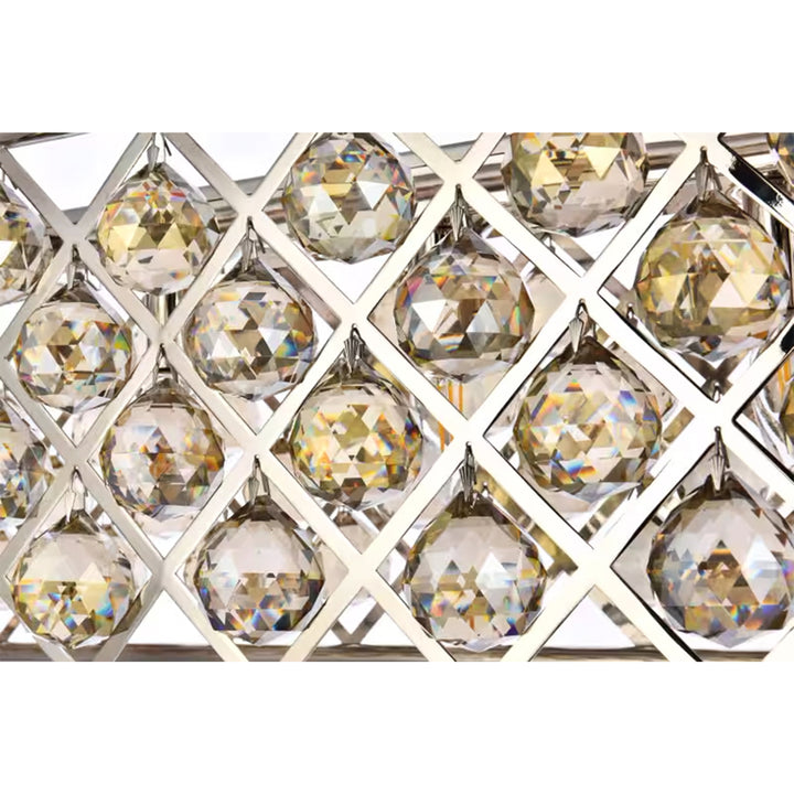 6 light polished Nickel Chandelier Golden Teak (Smoky) Royal Cut Crystal - View 6 - Joshua Marshal