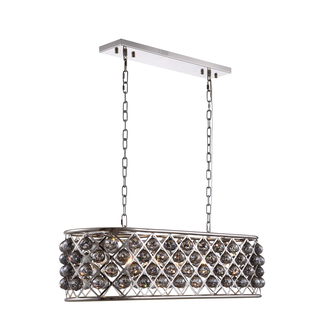 6 light polished Nickel Chandelier Silver Shade (Grey) Royal Cut Crystal - View 3 - Joshua Marshal