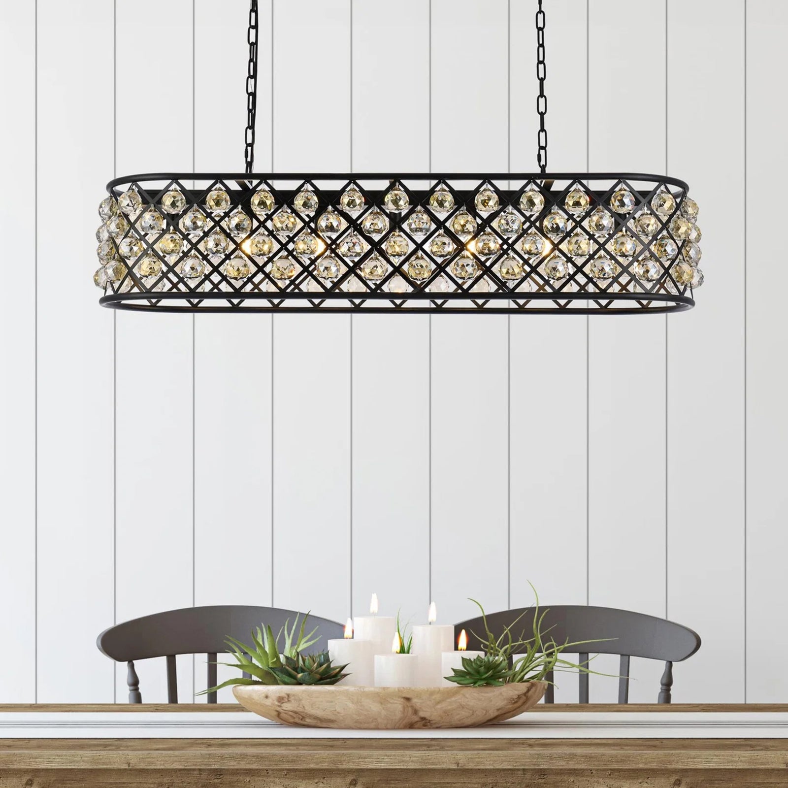 7 light Matte Black Chandelier Golden Teak (Smoky) Royal Cut Crystal Mocha Brown Finish - LIGHTING by Joshua Marshal