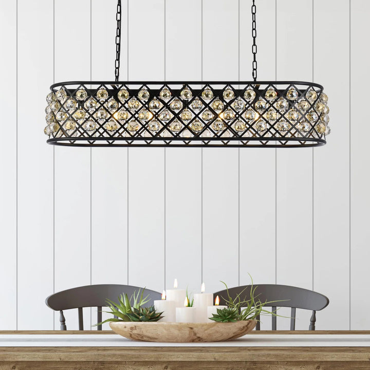 7 light Matte Black Chandelier Golden Teak (Smoky) Royal Cut Crystal Mocha Brown Finish - LIGHTING by Joshua Marshal