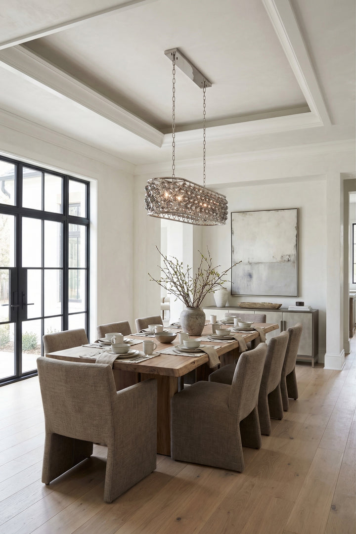 7 light polished Nickel Chandelier Silver Shade (Grey) Royal Cut Crystal JM-413393