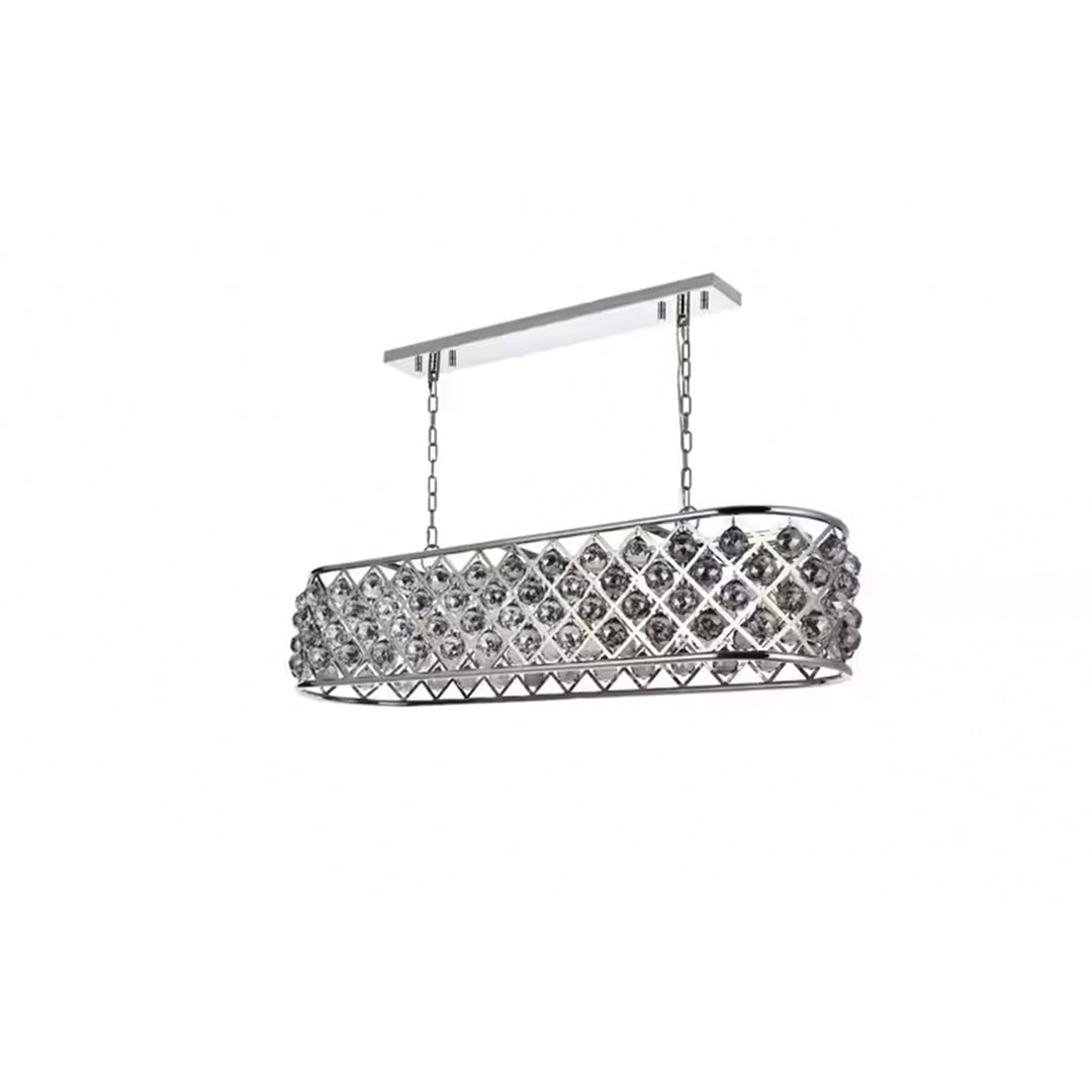 7 light polished Nickel Chandelier Silver Shade (Grey) Royal Cut Crystal - View 4 - Joshua Marshal