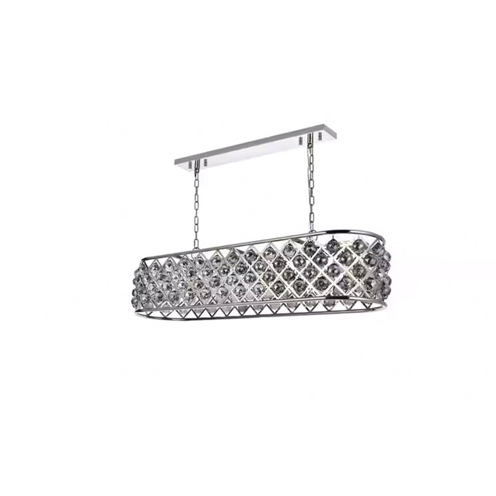 7 light polished Nickel Chandelier Silver Shade (Grey) Royal Cut Crystal - View 4 - Joshua Marshal