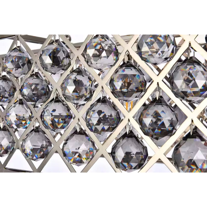 7 light polished Nickel Chandelier Silver Shade (Grey) Royal Cut Crystal - View 6 - Joshua Marshal